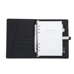 Travel PU leather custom agenda A5 dairy pocket electronic note book with power bank