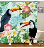 Tropical plant green leaves shower curtain