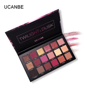 UCANBE Cosmetics 18 Colors Eyeshadow Kit Waterproof Twilight Dusk Rose Gold Glitter Shimmer Nude Eyeshadow Palette