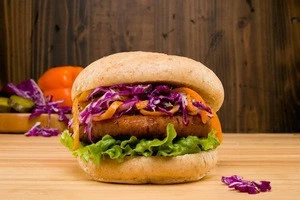 UNCUT plant-based burger savory chicken