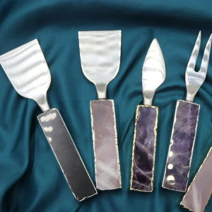 Unique Design 2020 Natural Crystal Cheese Knives Elegant Cheese Knives for Wedding Party
