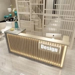 Unique Design Office Furniture I Shaped Front Desk Modern Salon Checkout Cashier Reception Counter Desk