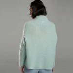 Unique Design Turtleneck Drop Shoulder Mohair Women Knit Pullover Sweater