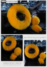 Universal Steering wheel Plush Car Winter fur Hand Brake Gear Cover Set Car Accessories Steering Wheel Covers