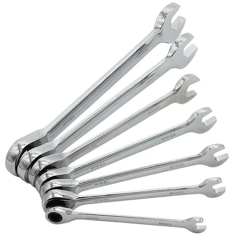 Universal Torque Wrench 8-10-12-13-14-17-19mm Hand Tools Spanner 7pcs Ratchet Wrench