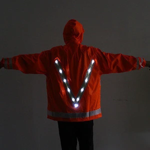 USB rechargeable Led Lights Raincoat With Reflective