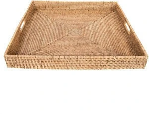 Vietnam best selling cheap price wholesale square rattan serving trays for export