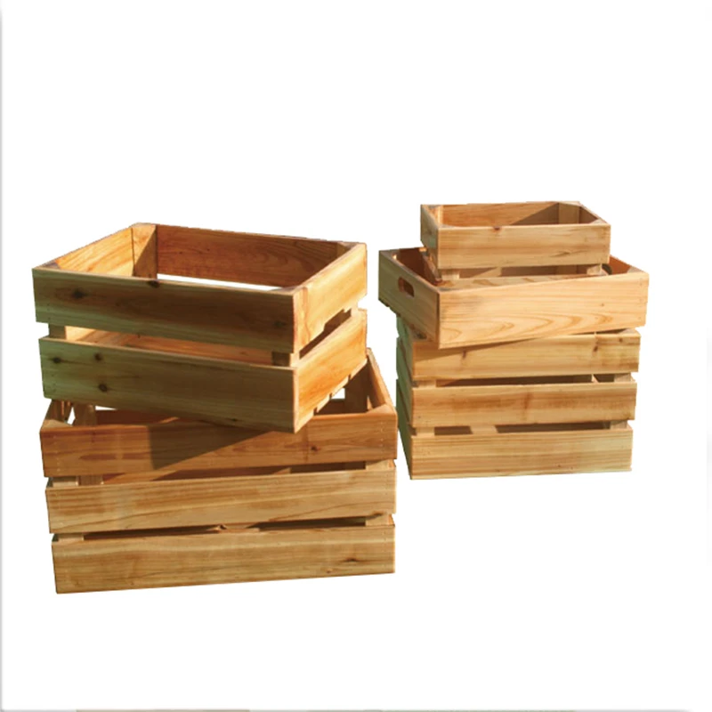 Vintage style solid wood customized color fruit crates gift wood crate
