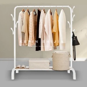 White Color Simple Houseware Freestanding Clothes Garment Organizer Coat Cloth Rack