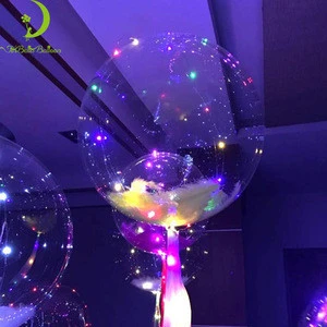 Wholesale 18inch Luminous Transparent bobo Led bubble balloons for party wedding decoration