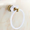 Wholesale And Retail White & Golden Painting Towel Rack Solid Brass Towel Holder Round Towel Ring