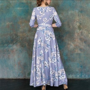 Wholesale apparel other+dresses o-neck summer long maxi floral dresses