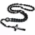 Import Wholesale Black Acrylic Christ Catholic Rosary Necklace Religious Jewelry Vintage Handmade Prayer Beads Jesus Cross Necklace from China