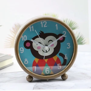 Wholesale Cartoon Animals Monkey Design Plastic Table wholesale clock Twin Bell Desk Alarm Clock For Kids