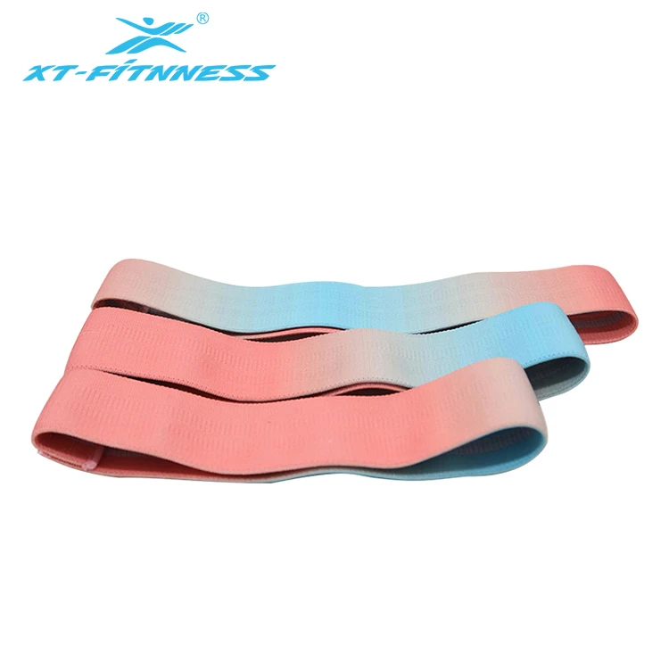 Wholesale cheap latex gradation color hip yoga workout circle loop exercise stretch set fitness fabric resistance bands