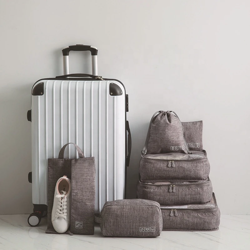 Wholesale Customized Logo 7pcs Packing Cube Storage Bags Travel Luggage Organizer Set