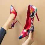 wholesale fashion pointed floral thin heels mature  stilletos high heel shoes