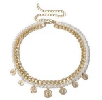 wholesale fashion women beltsdress accessories pearl chain belt gold coin drop belt for women wedding dress
