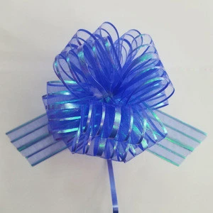 Wholesale high quality organza Pom Pom Pull Bow for gift package or christmas material or home decoration