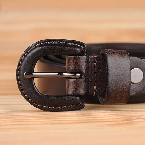 Wholesale New  Genuine leather Luxury Belts Round Pin Buckle Women Dresses Decorative Leather Belt