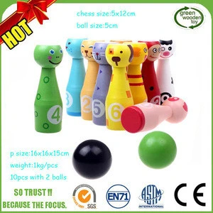 Wholesale  Outdoor Funny Games Colorful  Mini  Animals Wooden Bowling Ball