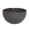 Wholesale popular solid color embossed ceramic bowl european style bowl with metallic rim