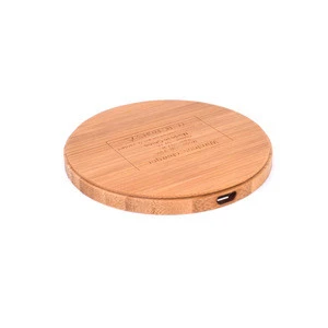Wholesale universal cell phone charging 10w qi round wooden wireless charger