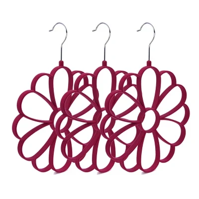 Wholesale Velvet Scarf Tie Hangers Flower Plastic Hanger Space Saving