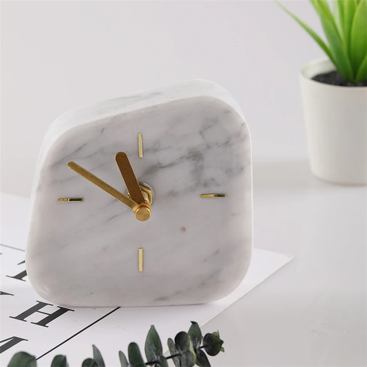 Wholesale White and Black Marble Personalized Decorative  Living Room Clock