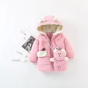 Winter childrens cotton clothing 2018 new girls cotton coat to send bear bag cotton jacket childrens long thick coat child gir