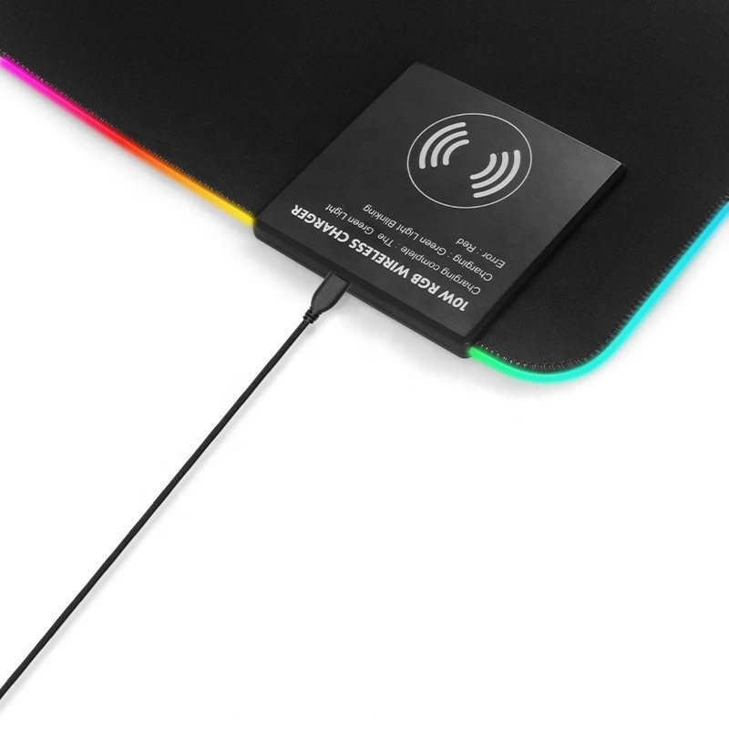 Wireless Charger Extended Glowing Mouse Pad Ultra-Thick Waterproof RGB LED Light Gaming Mouse Mat