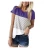 Import women Short Sleeve Round Neck Blouse Triple Color Block Stripe Casual T-Shirt from China