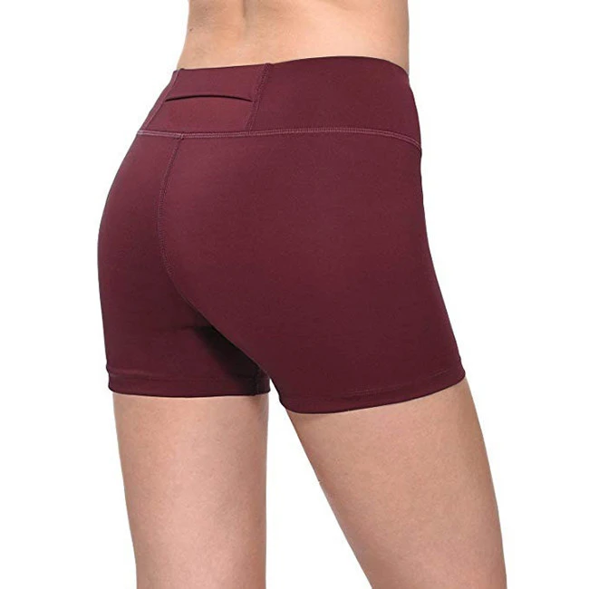 Women&#39;s compression volleyball shorts with high waist outside pocket yoga shorts sports shorts