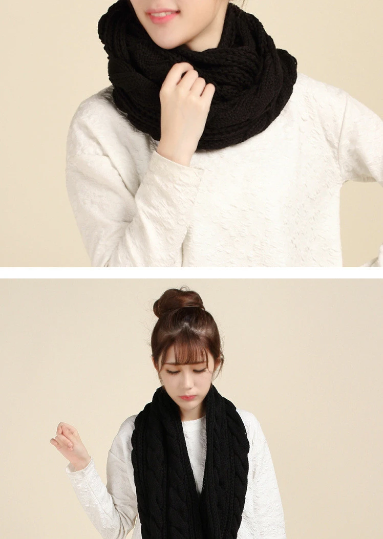 Womens Thick Ribbed Knit Winter Infinity Scarf with Buttons style winter Plus cashmere Make warm Factory wholesale
