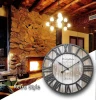 Wood Clock 18 inches Large Farmhouse Wooden Wall Clock Rustic Decorative Antique Battery Operated Non Ticking Round Big Clocks