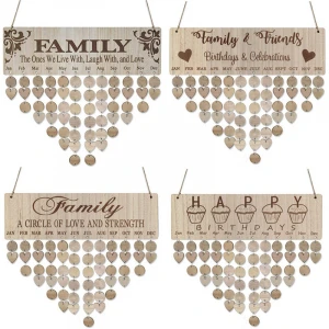 Wooden Birthday Reminder Calendar Plaque Sign Board Wall Hanging Family Decor Plaque