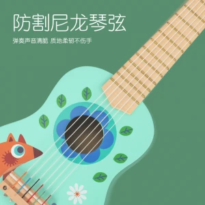 Wooden Child Ukulele Music Instrument Toy Kids Pretend Wooden Guitar Toy Baby Educational Musical Toy
