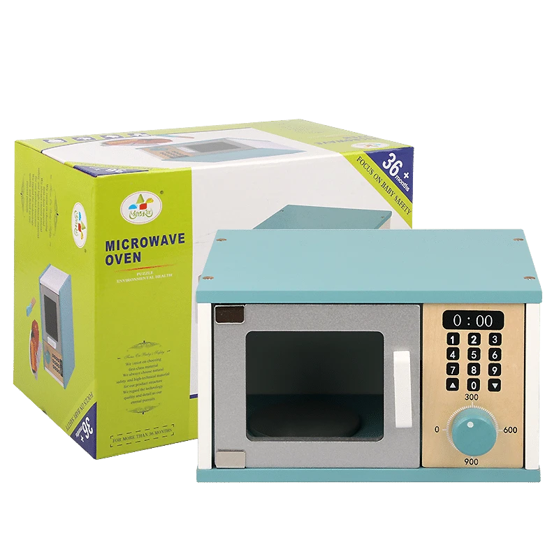 Wooden childrens microwave oven set toys kitchen play toys