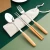 Import Wooden Handle Spoon Fork Chopsticks flatware set Stainless Steel 3PCS Cutlery With Case/Bag from China