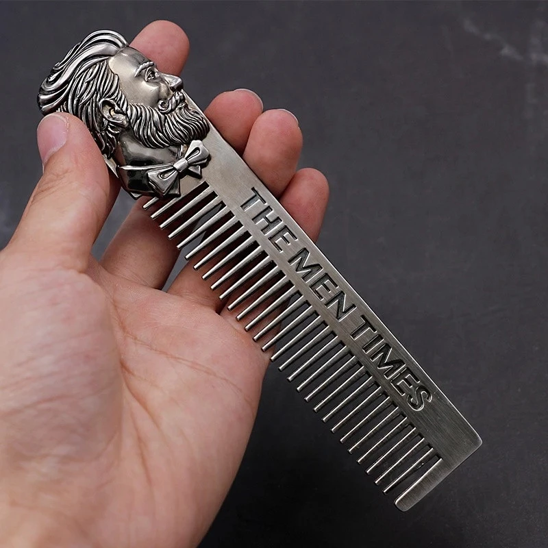 YDM Gentelman Barber Styling Metal Comb Stainless Steel Men Beard Comb Mustache Care Shaping Tools Pocket Size Silver Hair Comb