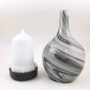 Yoga/SPA,100ml handmade Vase shape glass Ultrasonic aroma humidifier with 7 soothing LED lights