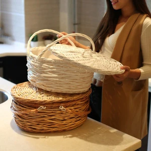 YURENMT,wicker bread fruit basket kitchen basket handles storage basket
