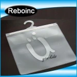 Zipper Custom printed logo Hanging Transparent Frost underwear T shirt Plastic hook packing pvc hanger bag