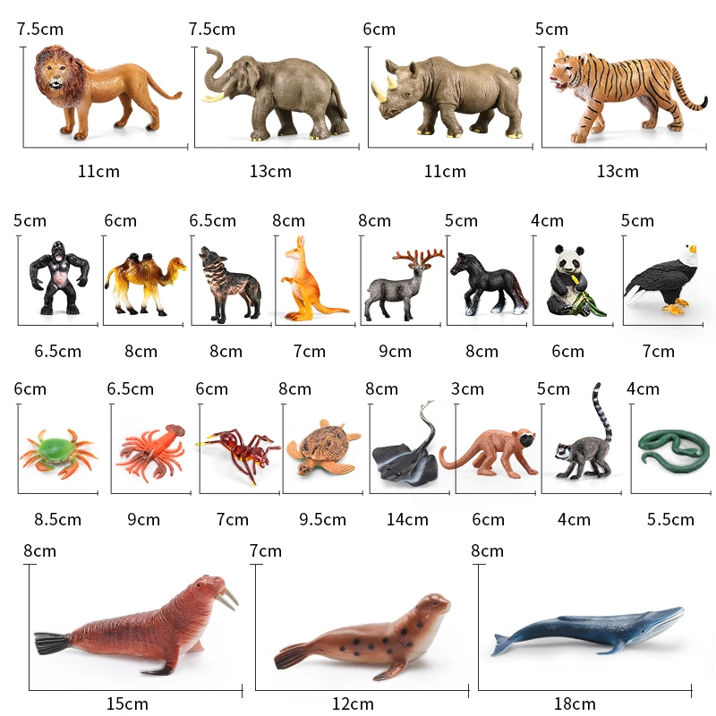 Zoo Animals Wild Toy Models Kids Small Realistic Pvc Figure Mini Elephant Animal Toys