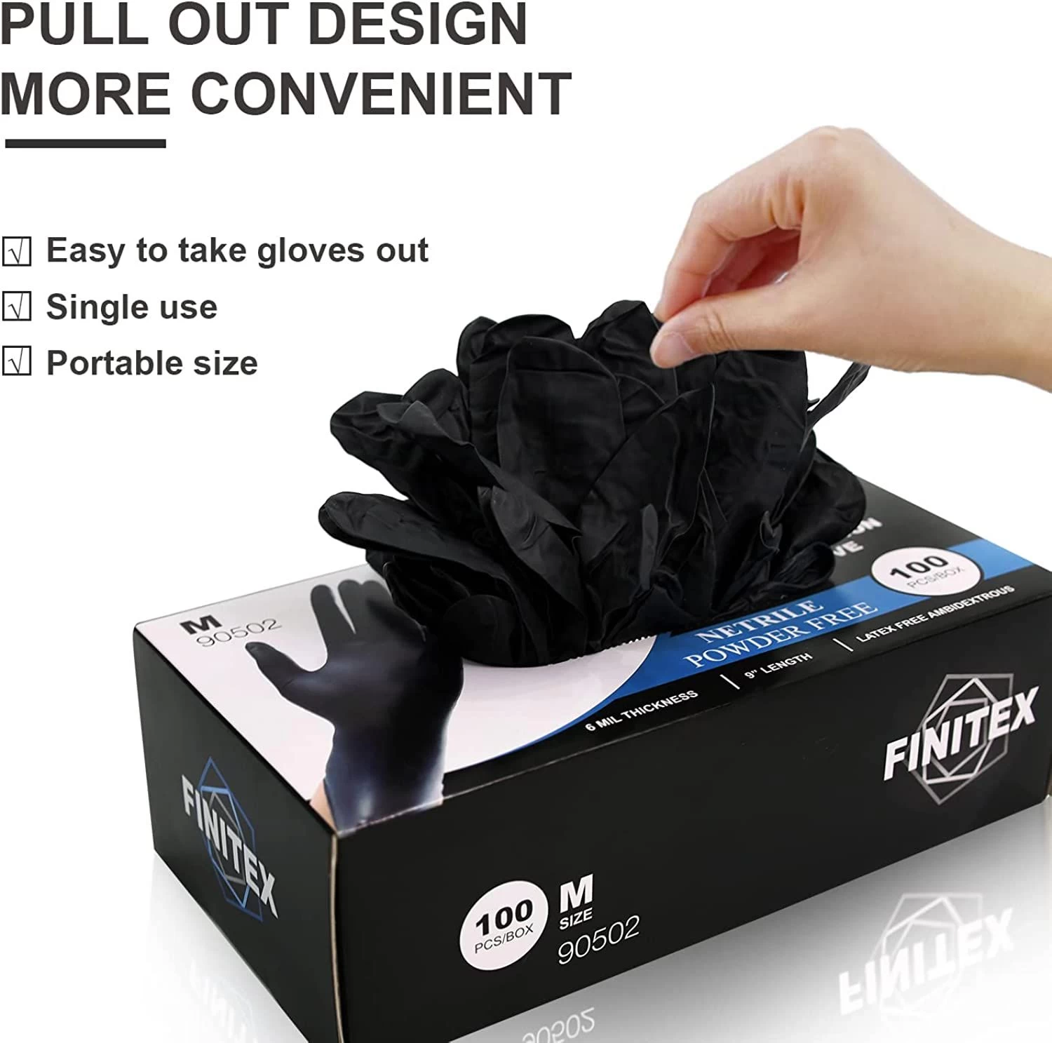 Buy Finitex Nitrile Disposable Black Medical Exam Gloves 5 Mil Powder 