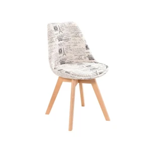 Dining Furniture Simple Wooden Legs Fabric Dining Chair