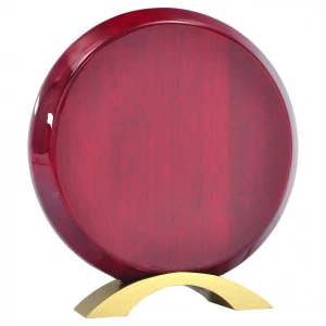 Round Rosewood Awards Plaque with Gold Metal Base