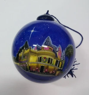 Glass Christmas ball with custom logo,handpainted logo ball,Christmas ornaments with logo