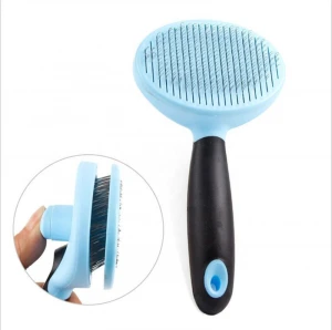Round-Head Pet Self- Cleaning Wire Slicker Shedding Cat Grooming pet hair remover Brush