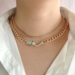 Wholesale Multi Layer Alloy Snake Diamond Necklace For Women OEM ODM